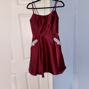 Gently used short homecoming dress / red dress with pockets /